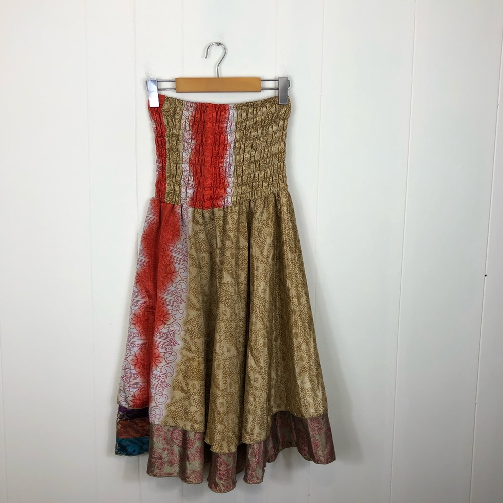 NWOT Tiered Satin Gypsy Dress Sz S